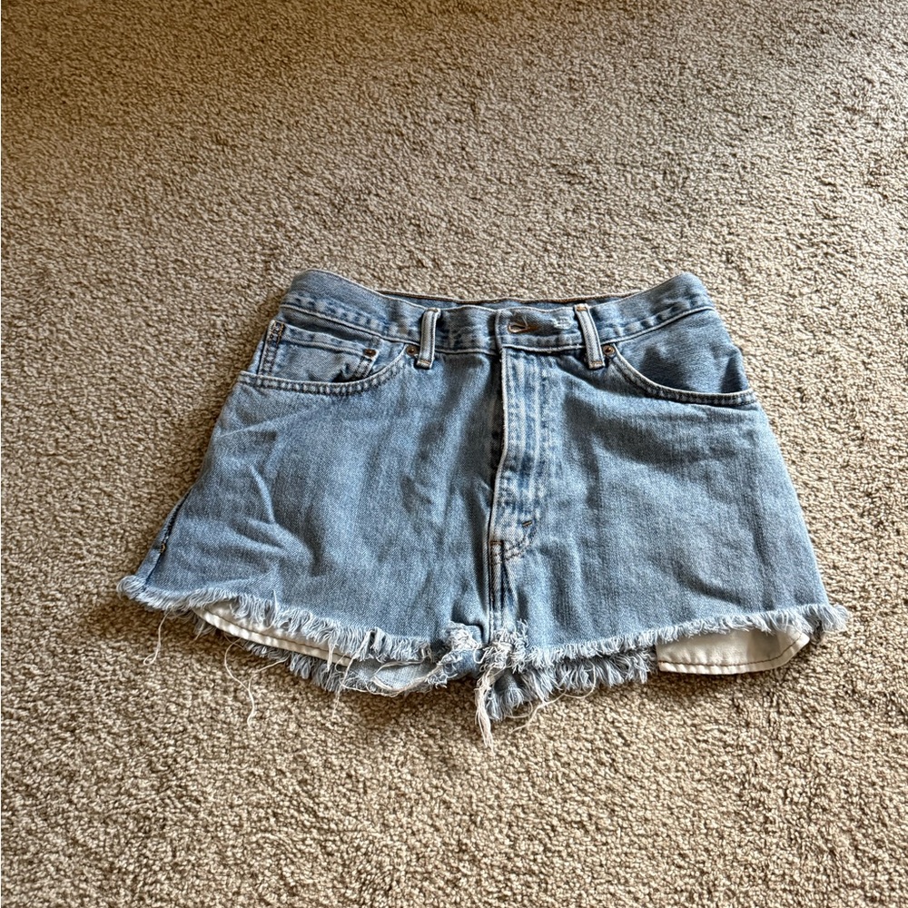 Levi's Light Blue Frayed Jean Shorts